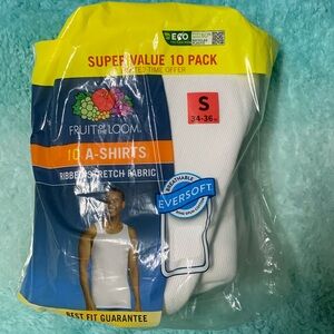 Men’s A-Shirts-Fruit of The Loom 10 Pack- Size S (34-36) NWT only $12